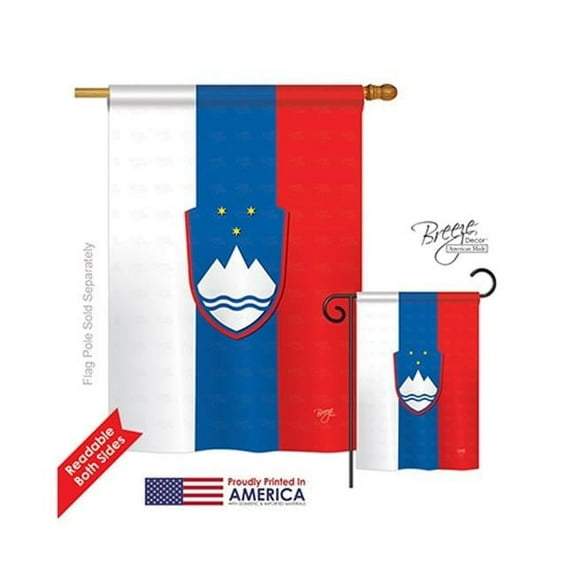 Breeze Decor 08196 Slovenia 2-Sided Vertical Impression House Flag - 28 x 40 in.