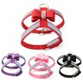 thumbnail image 4 of Flmtop Pet Dog Puppy Travel Bowknot Soft Adjustable Reflective Rhinestone Harness Vest Deep Purple, 4 of 9