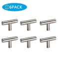 thumbnail image 1 of Paquete de 6 pomos y tiradores de acero inoxidable para armarios y cajones, herrajes para muebles, modernos tiradores para cajones y armarios de cocina y baño., 1 of 6