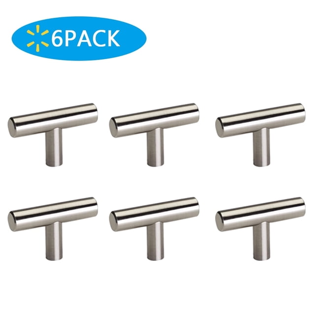 Paquete de 6 pomos y tiradores de acero inoxidable para armarios y cajones, herrajes para muebles, modernos tiradores para cajones y armarios de cocina y baño.
