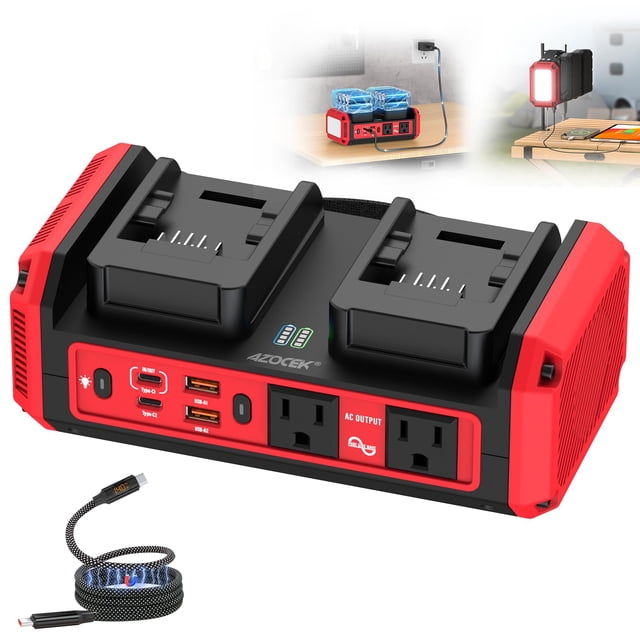 Inversor de Corriente Azocek 350W Onda Senoidal Pura 2 Salidas AC 2 Puertos USB Tipo C