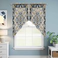 thumbnail image 6 of Swag Valance Curtains for Windows, Boho Navy Blue Light Filtering Kitchen Curtains with Rod Pocket, Vintage Southwestern Geometric Ethnic Window Treatment Valances for Living Room, 28x36 - 2 PCS, 6 of 9