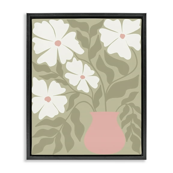 Stupell Industries Funky Pastel Florals Plants & Flowers Painting Black Floater Framed Canvas Art Print Wall Art, 17 x 21