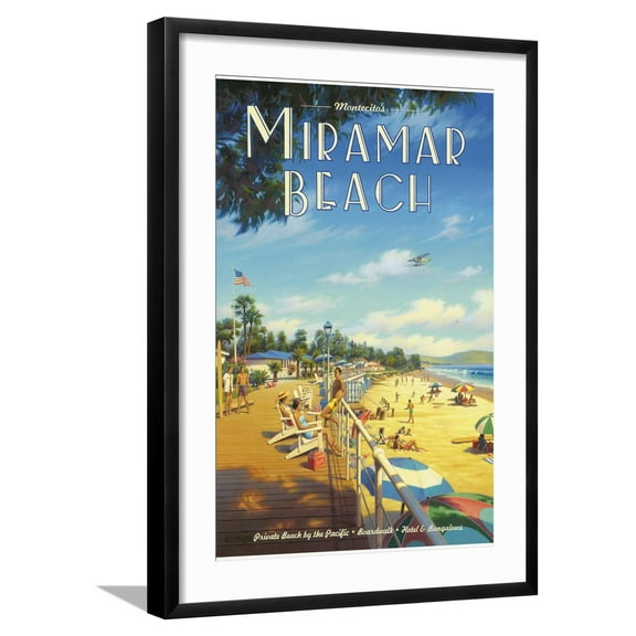 Art.com Miramar Beach, Montecito California Art Print by Kerne Erickson, Black Frame Wall Art, 21" x 29"
