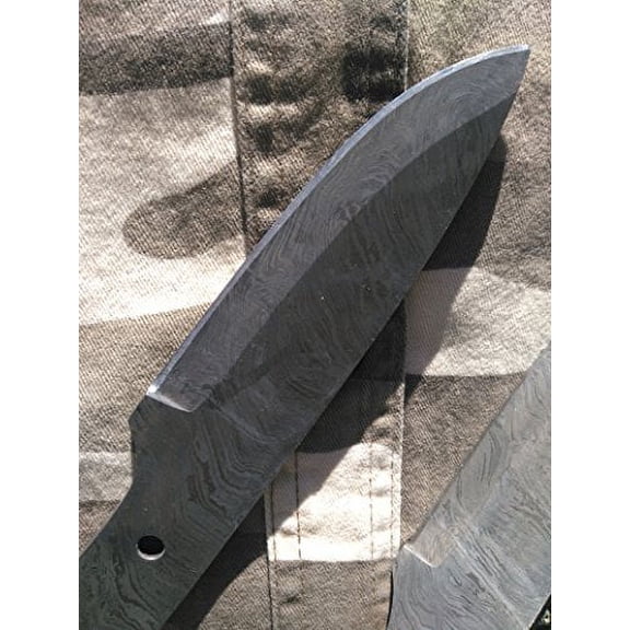 10 inches long hand forged Damascus steel blank blade skinning knife with 3 screws space 4.5 inches cutting edge