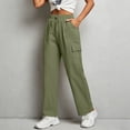 thumbnail image 2 of Workout Pants for Women New Wide Leg Linen Pants for Women Casual Loose Elastic Waist Casual Pants with Pockets Summer Breathable Comfy Trousers Daily Wear, 2 of 8