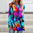 thumbnail image 2 of TSADFHJI Hauts d'Été pour Femmes en Solde Printemps et Automne Imprimé Col Rond Manches Longues Raglan devant et derrière T-Shirt Mi-Long G Bleu, 2 of 5