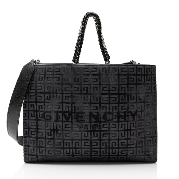 Pre-Owned Givenchy 4G Embroidered Canvas Chain Medium G-Tote
