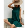 thumbnail image 4 of Women's Ruffle Hem Sleeveless Tank Dress Round Neck Casual Smock Summer Mini Dresses, 4 of 11