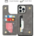 thumbnail image 2 of for iPhone 13 Pro Max Luxury PU Leather Case with Card Holder,Cash Slots,Stand Function Back Wallet Case Flip Wrist Strap Double Magnetic Clasp Durable Case for iPhone 13 Pro Max 6.7",Gray, 2 of 14