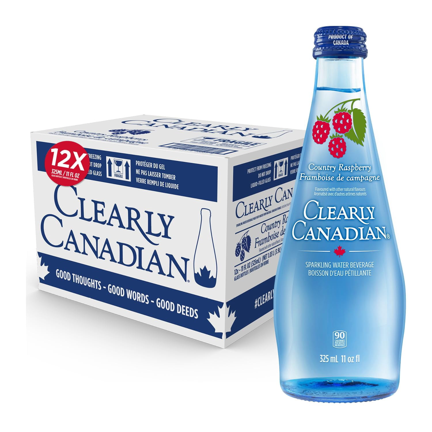 Clearly Canadian Sparkling Flavored Water (Country Raspberry, 12 Pack)