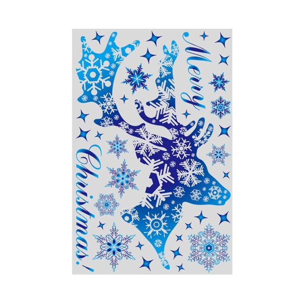Advancent Decoraciones navideñas Navidad Copo de nieve azul Elk Pegatinas electrostáticas Ventana de vidrio Pegatinas decorativas para dormitorio Aula Decoración del hogar No. 4 Advancent HA040831-04