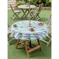 thumbnail image 4 of Outdoor Tablecloth with Umbrella Hole for Patio/Picnic/Party/Camping, Cute Lemon Floral Waterproof Table Cloth Round Cover Washable, Farmhouse Blue White Striped (Dia 54"), 4 of 8