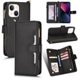 thumbnail image 1 of Nalacover for iPhone 14 Plus Zipper Wallet Case, Lanyard Shoulder Strap Crossbody Card Slots Holder Cover with Magnetic Clasp Kickstand Premium PU Leather + Soft TPU Shockproof Case,Black, 1 of 7