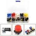 thumbnail image 1 of Durable and Reliable Momentary Tactile Push Button Switch 12x12x7 3MM Micro Switch + 25 Assorted Button Covers, 1 of 9
