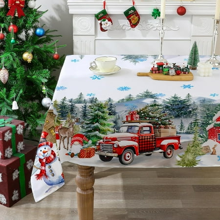 

Christmas Tablecloth 60x84 Inches for Rectangle Tables - Christmas Decor for Table - Water Resistant Xmas Table Cloth Chrismtas Party Decorations for Kitchen Home