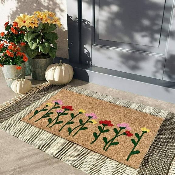 Coir Door Mat For Front Door Welcome Outdoor Mats Funny Doormats With Non (1 PC)