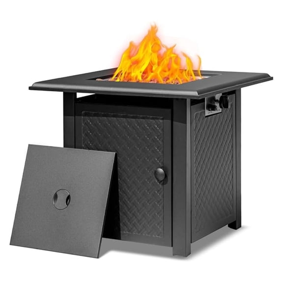 28 Inch Propane Table, 50,000 BTU Steel Gas for Outside,Outdoor Gas Firepit with Lid and Lava Rocks, Propane Firepit for Paito Garden Backyard,Add Warmth to Gatherings