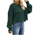 thumbnail image 4 of BangWanChi Womens Sweatshirt with Pockets Womens Casual Solid Loose Round Neck Sweater Long Sleeved Tops, 4 of 5