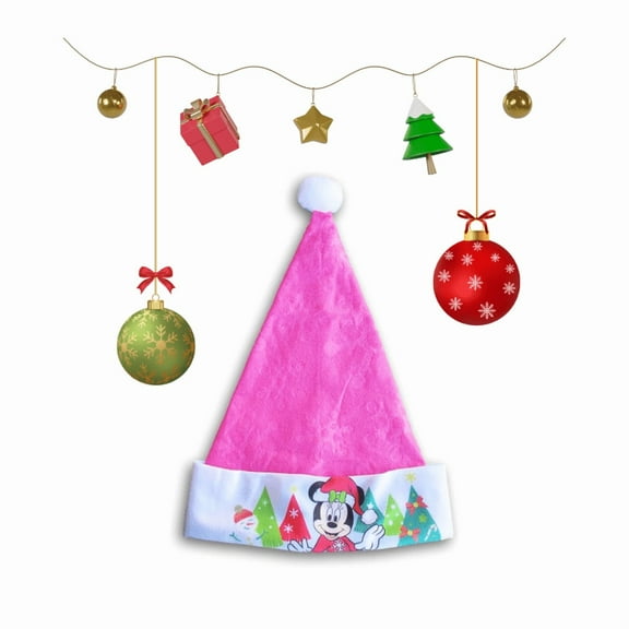 Children's Character Santa Christmas Felt Hats | Minnie Mouse (Pink) |6-12