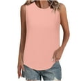 thumbnail image 7 of Sakmal Womens Tank Top Crew Neck Pink Lightweight Solid Tunic Sleeveless Shirts Casual, 7 of 7