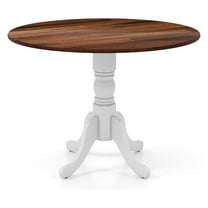 Round Dining Table for 4, 40 Inch Farmhouse Round Kitchen Table with Heavy-Duty Rubber Wood Frame & Curved Trestle Legs, -Century Rustic Pedestal Table for Home, Dining Room & Living Room