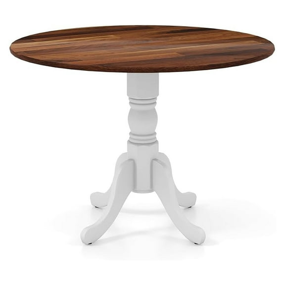 Round Dining Table for 4, 40 Inch Farmhouse Round Kitchen Table with Heavy-Duty Rubber Wood Frame & Curved Trestle Legs, -Century Rustic Pedestal Table for Home, Dining Room & Living Room