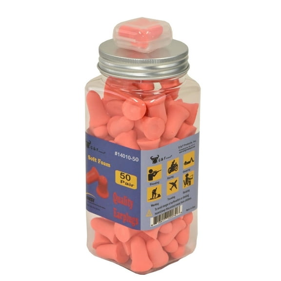 G & F Ear Plugs 34dB  Earplugs 50-Count Pack