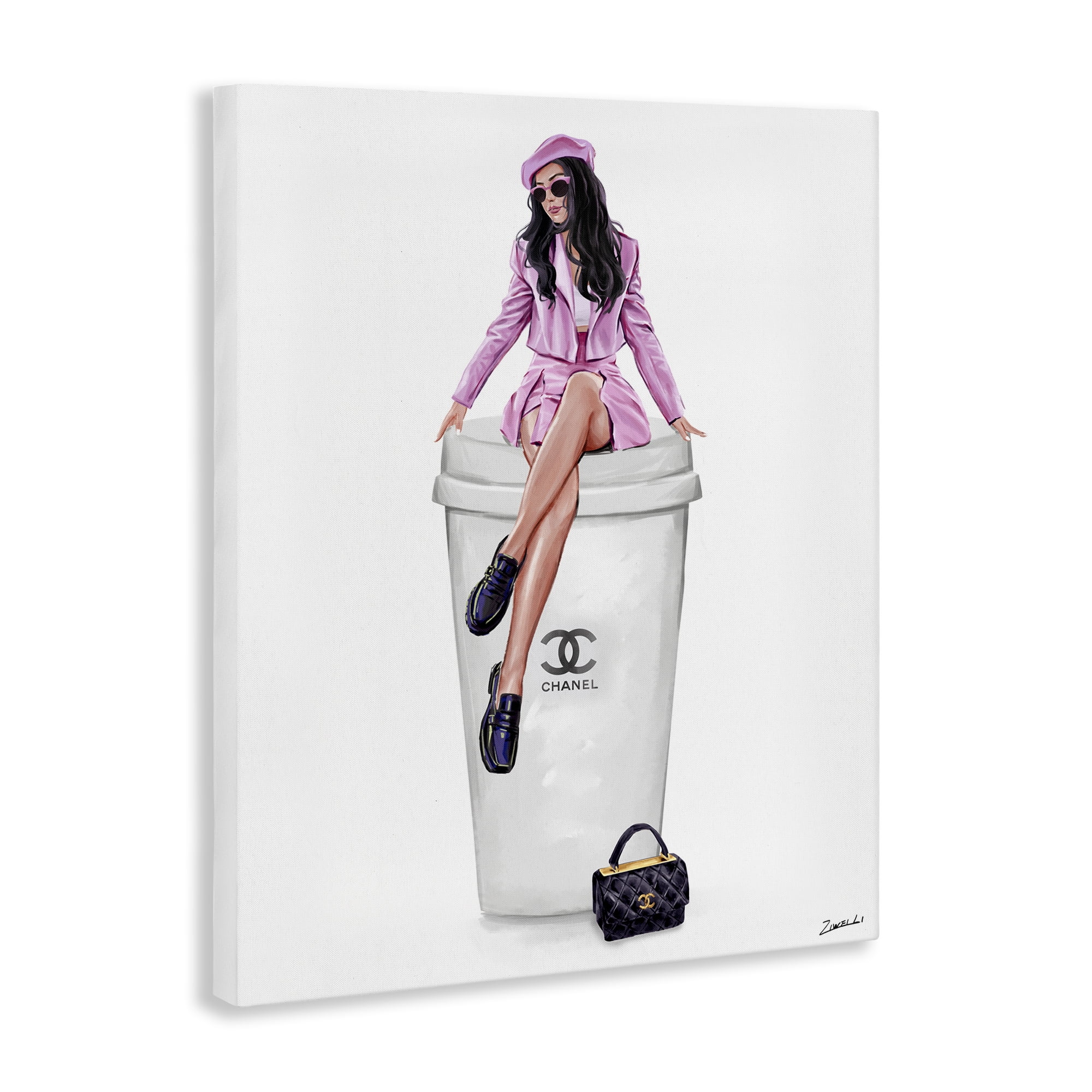 Stupell Industries Chic Fashionista Atop Coffee People Painting Wrapped Canvas Art Print Wall Art, 30 x 40