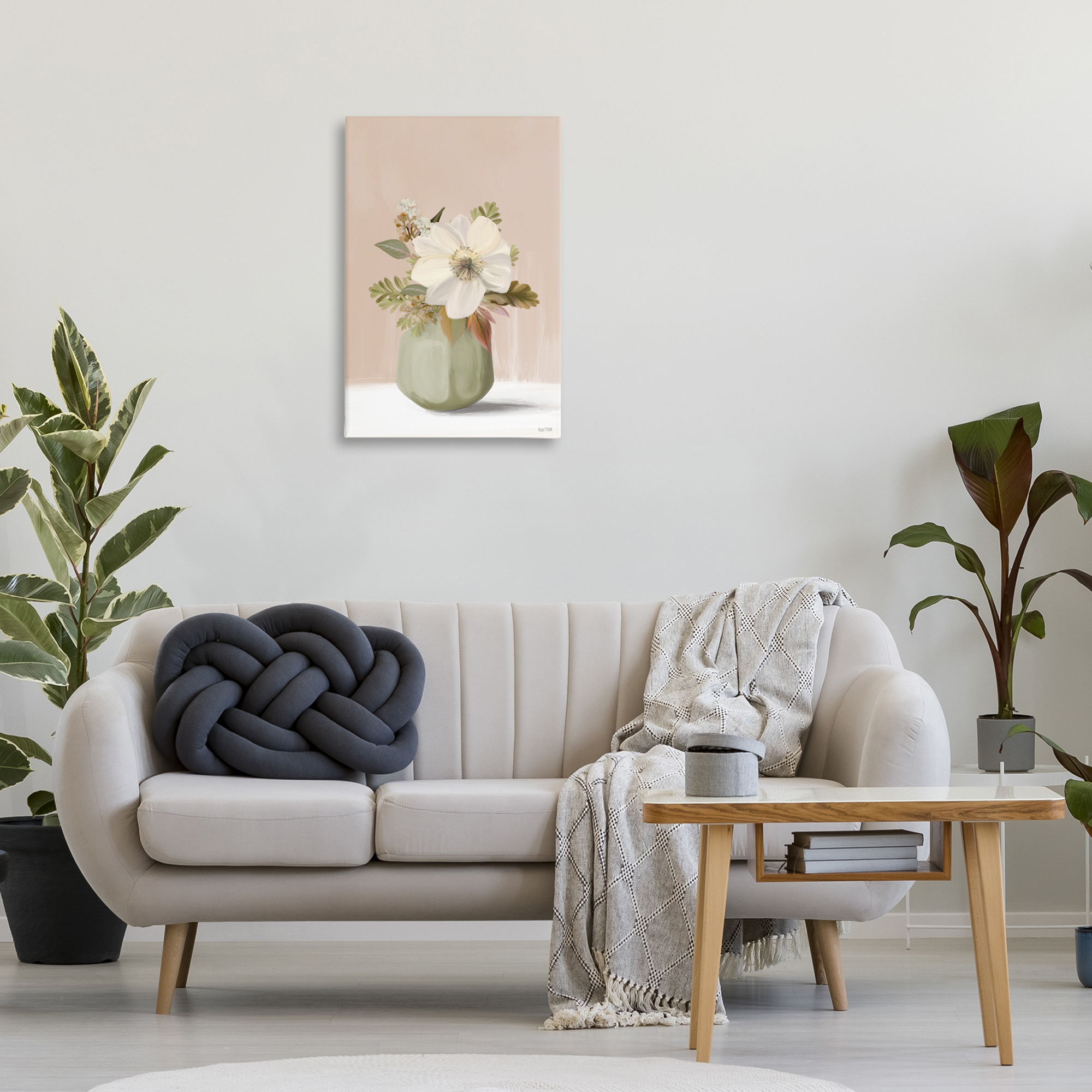 Stupell Industries Peach Pink Vase Botanical & Floral Painting Gallery Wrapped Canvas Art Print Wall Art, 20 x 30