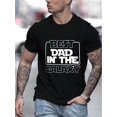 thumbnail image 1 of 1pc Men'S Casual Crew Neck T-Shirt - "Best Dad in the Galaxy" Print, Knit Fabric with Slight Stretch, Regular Fit for Summer - Adult Patterned Tee, 1 of 6