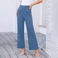 thumbnail image 2 of FRSASU Women's Dress Pants Wide Leg Pull On Stretchy Work Slacks High Waisted Business Casual Straight Trousers with Pockets Blue, 2 of 9