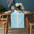 thumbnail image 2 of Aqua White Stripe Table Runner - 120 Inch Long, Kitchen Dining Table Runner Dresser Scarves, Modern Rustic Vertical Striped Farmhouse Decor for Coffee Tables Wedding Party Banquet, 2 of 8