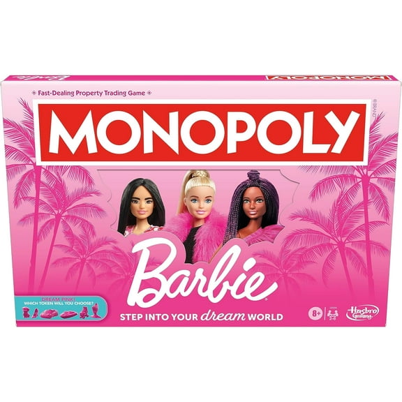 Monopoly Barbie for Kids and Adults Family Board Games, Pink