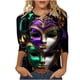 thumbnail image 2 of Tejiojio 3/4 Length Sleeve Women Tops Carnival Crew Neck Dressy Loose Fit Blouses Casual Summer T Shirts, 2 of 5