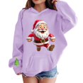 thumbnail image 2 of UACY Girls Christmas Hoodie Kids Cute Preppy Fleece Lined Long Sleeve Santa Claus Graphic Hooded Sweatshirt Fall Winter Pullover Tops (Purple, 7-8 Years), 2 of 5