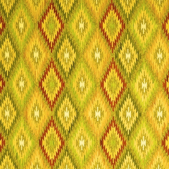 Ahgly Company Machine Washable Indoor Square Southwestern Yellow Country Area Rugs, 8' Square