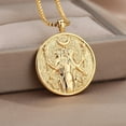 thumbnail image 4 of Hecate Athena Artemis 18K Gold Plated Medal Necklace,Greek Mythology Necklace,Gold Medallion Queen Necklace For Women, 4 of 6