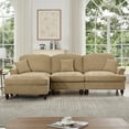 thumbnail image 4 of 107" Modular Sectional Sofa, L-Shaped Cloud Couch with Removable Ruffles Pleats Skirts and Movable Ottoman, 4 Seater Chenille Sleeper Couch Set, Light Coffee, 4 of 9