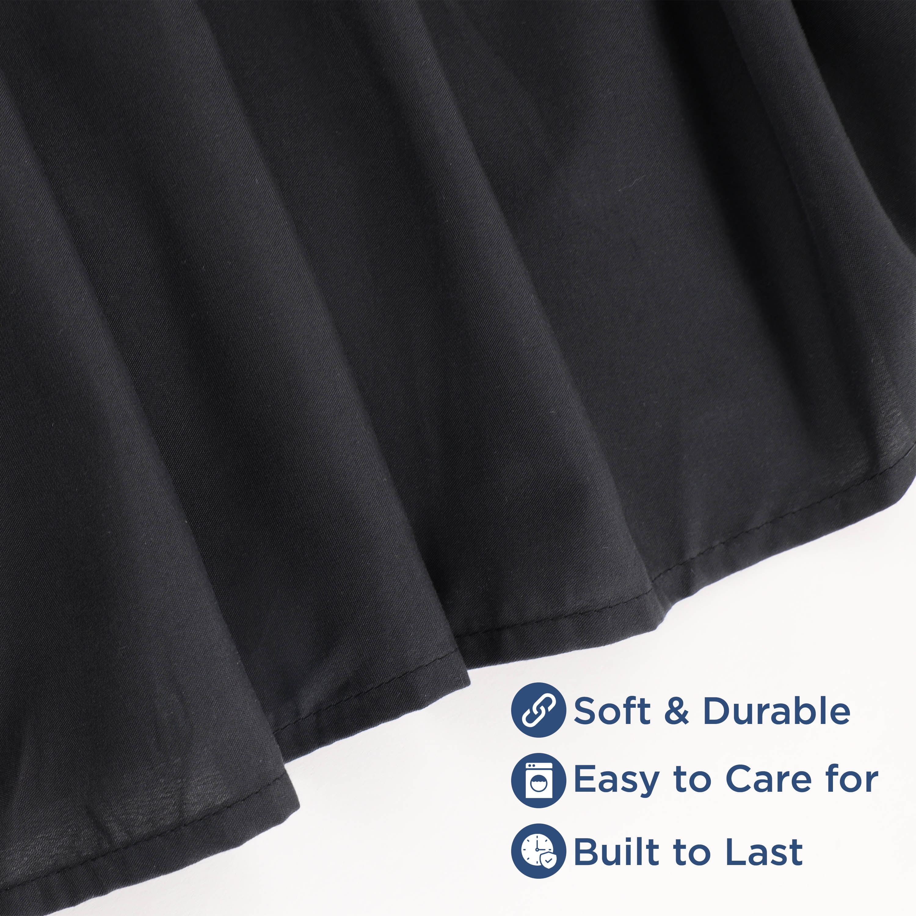Martex Twin Bed Skirt | Ruffled 100% Microfiber Dust Ruffle | 16" Drop | Black