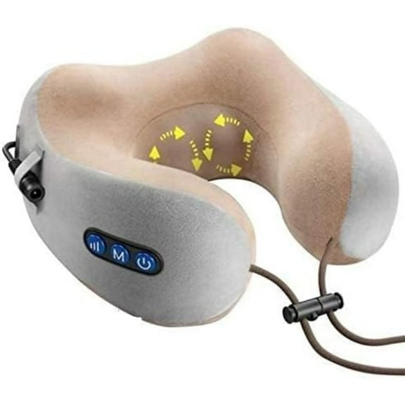 Neck Pillow Electric Neck Massager 3 Massage Mode/Rechargeable,Wireless Neck Pillow for Air Travel, Car, Home, Office, Regular, White