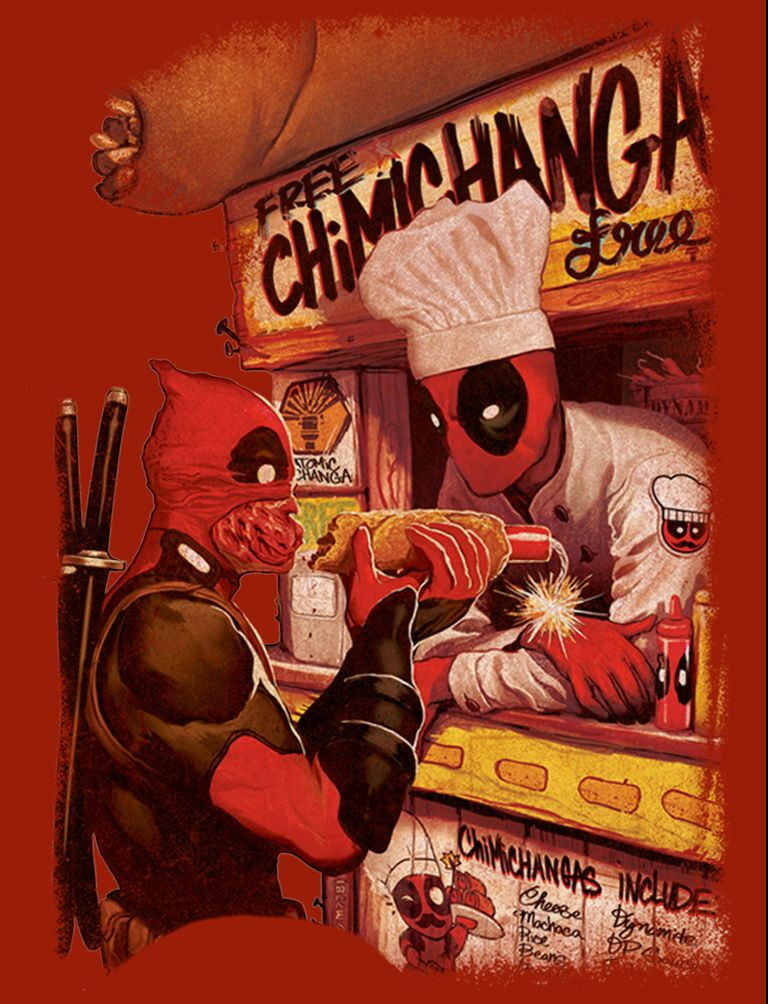 Men's Marvel Deadpool Chimichangas Poster Sweatshirt Kelly Green Medium