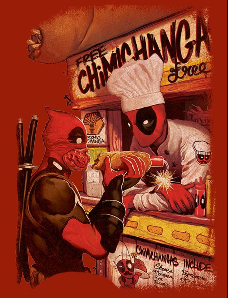 Marvel Deadpool Comic Chimichangas Wanted Poster T-Shirt