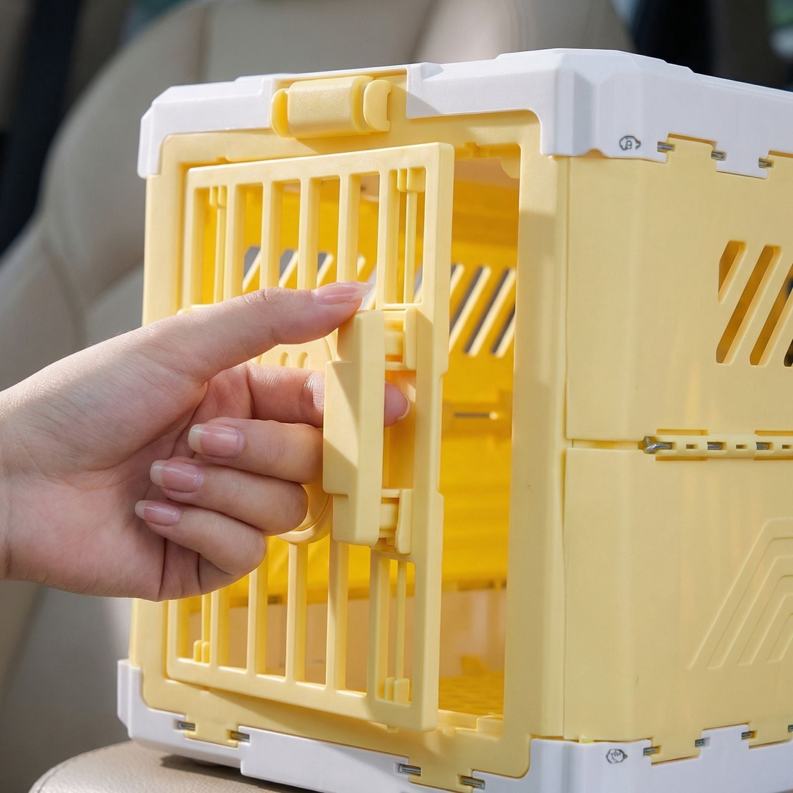 Collapsible Cat and Dog Cage - Durable Hard-Sided Carrier with Easy Unfolding, Space-Saving Design, and Comfortable Interior for Medium and Small Pets