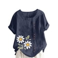 thumbnail image 2 of Runfenguu Women'S Athletic Shirts & Tees Basic Tees For Women Women'S Printed Button Short Sleeve T-Shirt Comfortable And Casual Loose Womens Summer Top, 2 of 4