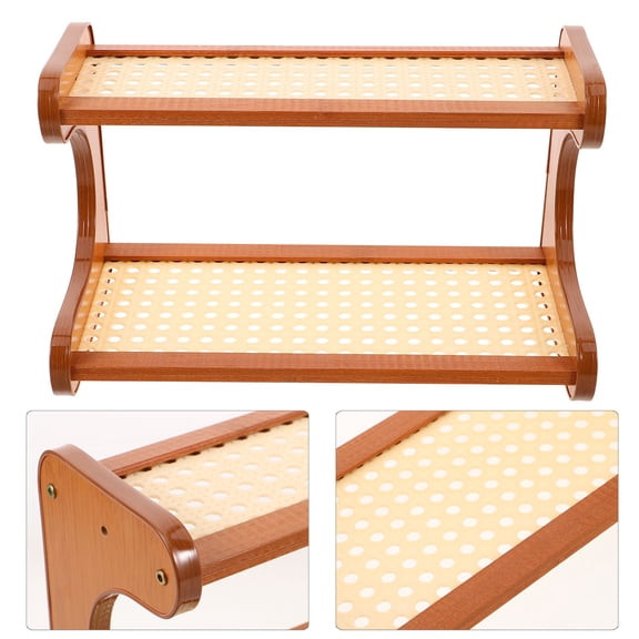 HONMEET Light Brown Office Desk Corner Shelf, 1 Pack, Space-Saving Storage Organizer for Home and Room Use