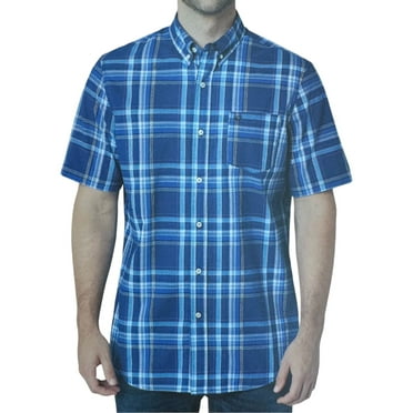 Chaps Men’s Short Sleeve Classic Fit (Blue/Red, M)
