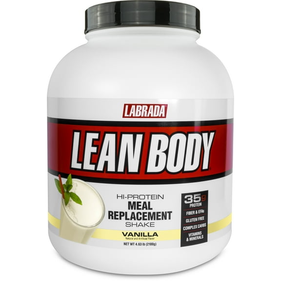 Labrada Lean Body Meal Replacement Powder, Vanilla, 35g Protein, 4.63 LBs, 30 servings