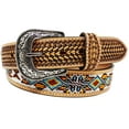 thumbnail image 2 of 35-36  Unisex 1.5" Western Floral Tooled Beaded Full-Grain Leather Belt 26RT35B, 2 of 2