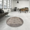 thumbnail image 3 of Ahgly Company Indoor Round Mid-Century Modern Sandstone Brown Oriental Area Rugs, 5' Round, 3 of 6